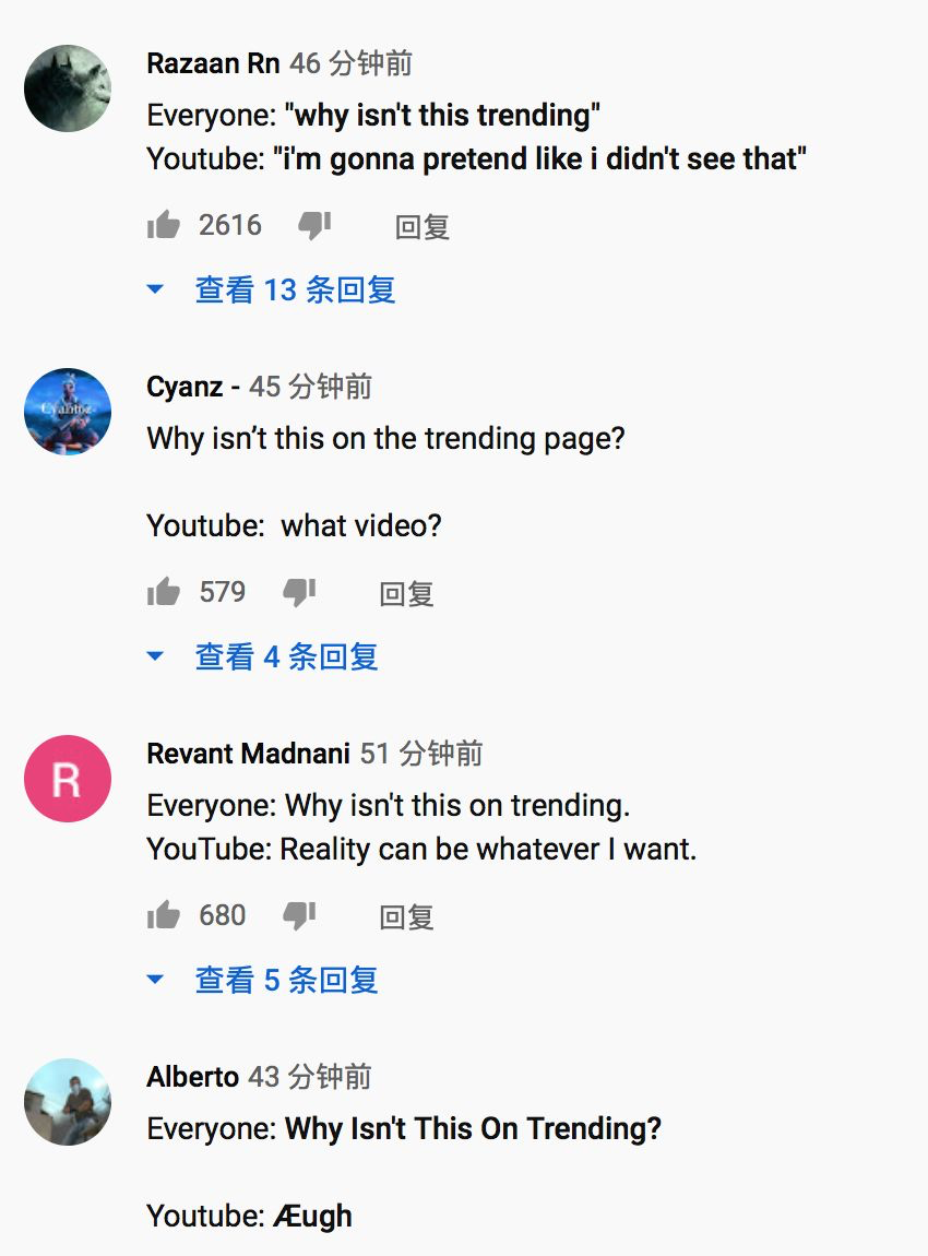 网友对 YouTube 态度作出评论
