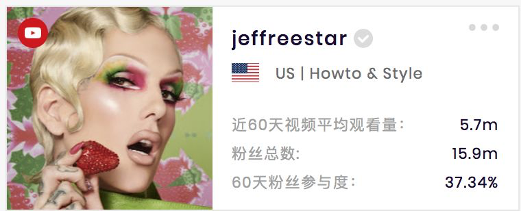 Jeffree Star J姐 Ins 数据