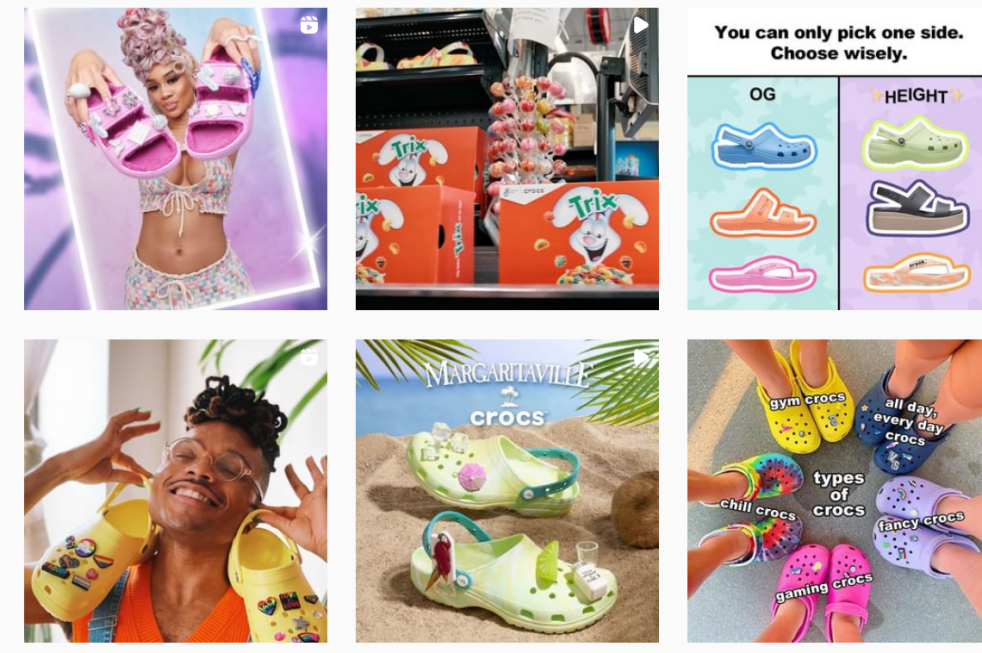 Crocs的Instagram主页内容十分具有视觉冲击力