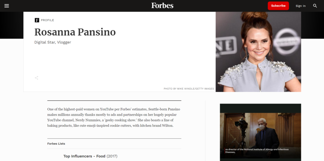 Rosanna Pansino成为YouTube上收入最高的内容创作者之一